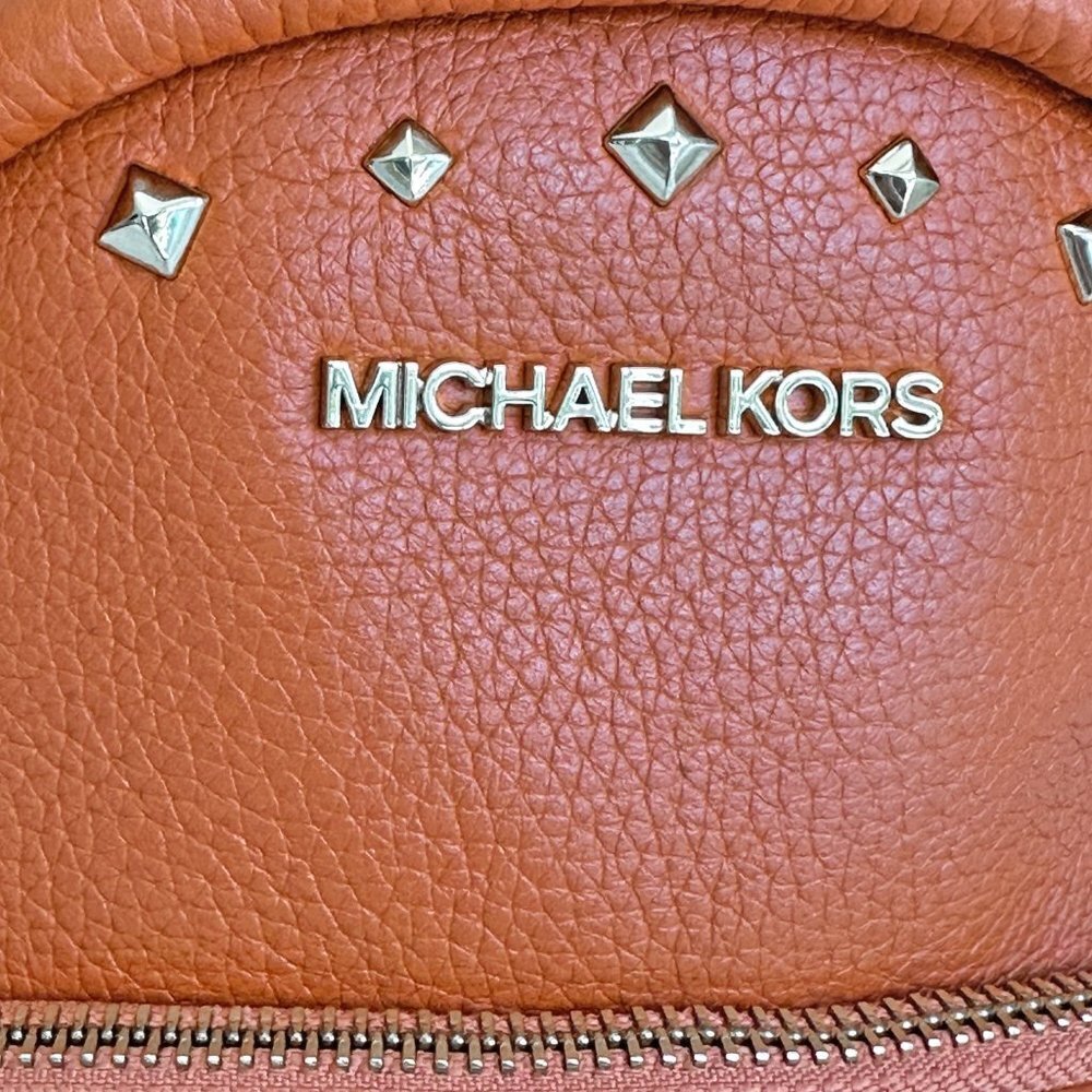 MICHALE KORS ERIN TANGERINE ORANGE MINI STUDS LEATHER BACKPACK - Picture 5 of 11